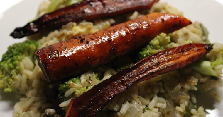 Balsamic-Honey Roasted Carrots & Vegetable Rice Pilaf