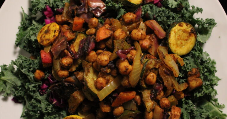 Roasted Spiced Chickpeas & Greens